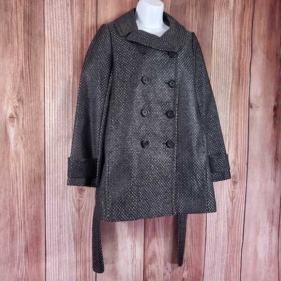 NWT J Crew Collection Womens 4 Black Label Gunmetal Metallic Jacquard Pea Coat - Picture 4 of 15